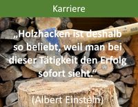 Holzhacken ist deshalb so beliebt, weil man bei dieser Tätigkeit den Erfolg sofort sieht (Albert Einstein)